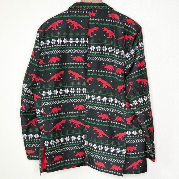 Tipsy Elves Dinosaur Holiday Ugly Christmas Polyester Suit - Men’s US XL - Picture 5 of 10
